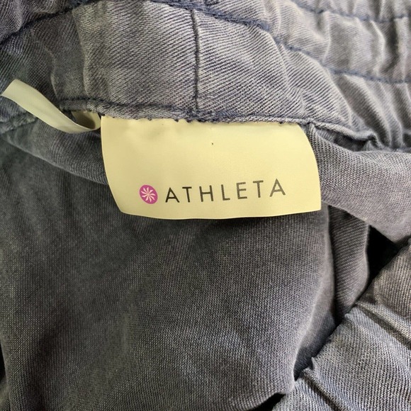 Athleta Pants 4 Elastic Waist Jogger Lyocell Blue Pockets Cropped Capri B134 - Picture 6 of 9